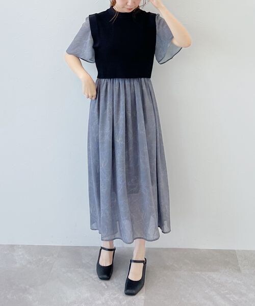 mysty woman（ミスティウーマン）の「ベストセットツイン柄ワンピース（ワンピース/ドレス・レディース・ブラック09/ベージュ52/パープル91・F）」の13枚目の写真