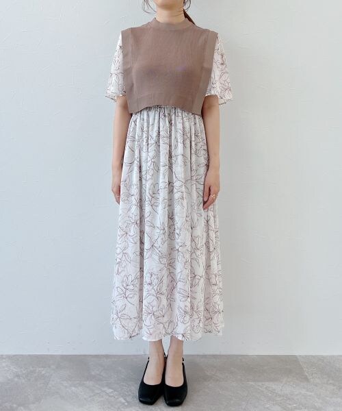 mysty woman（ミスティウーマン）の「ベストセットツイン柄ワンピース（ワンピース/ドレス・レディース・ブラック09/ベージュ52/パープル91・F）」の16枚目の写真