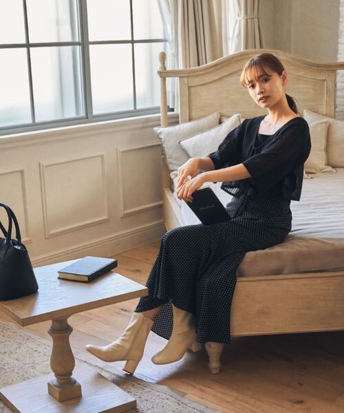 mysty woman（ミスティウーマン）の「ドット柄マーメイドスカート（スカート・レディース・ホワイト05/ブラック09/ベージュ52・F）」の8枚目の写真