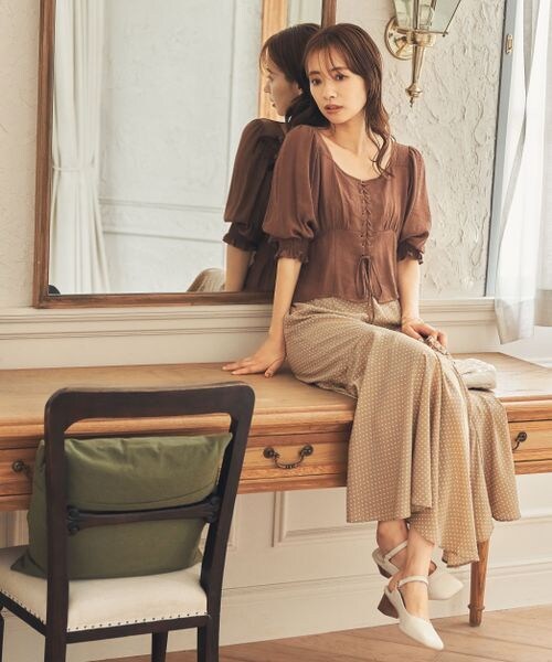 mysty woman（ミスティウーマン）の「ドット柄マーメイドスカート（スカート・レディース・ホワイト05/ブラック09/ベージュ52・F）」の11枚目の写真