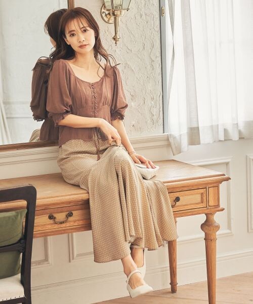 mysty woman（ミスティウーマン）の「ドット柄マーメイドスカート（スカート・レディース・ホワイト05/ブラック09/ベージュ52・F）」の10枚目の写真