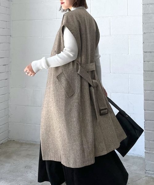 PAGEBOY（ページボーイ）の「ツイードロングジレ（ジャケット/アウター・レディース・ブラック09/ブラウン55・F）」の2枚目の写真