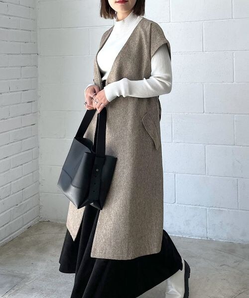 PAGEBOY（ページボーイ）の「ツイードロングジレ（ジャケット/アウター・レディース・ブラック09/ブラウン55・F）」の9枚目の写真