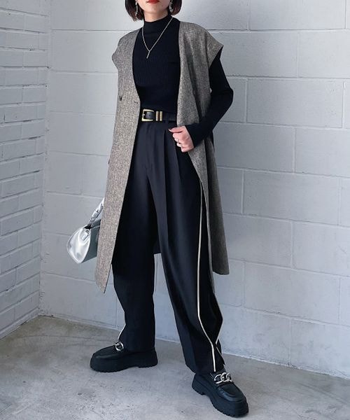 PAGEBOY（ページボーイ）の「ツイードロングジレ（ジャケット/アウター・レディース・ブラック09/ブラウン55・F）」の7枚目の写真