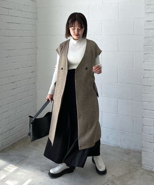 PAGEBOY（ページボーイ）の「ツイードロングジレ（ジャケット/アウター・レディース・ブラック09/ブラウン55・F）」の13枚目の写真