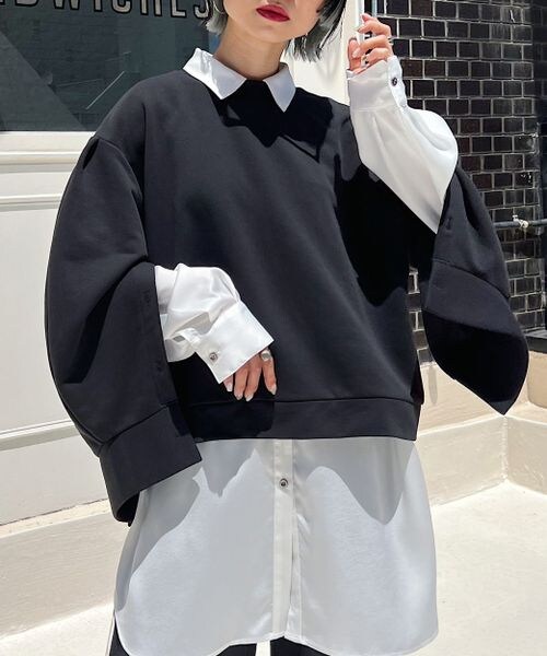 PAGEBOY（ページボーイ）の「マントスリーブスウェット（トップス・レディース・ブラック09/オートミール50/ショコラ59/ピーコック84・F）」の5枚目の写真