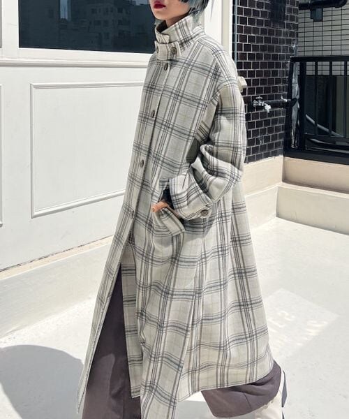 PAGEBOY（ページボーイ）の「スタンドネックウールチェスターコート（ジャケット/アウター・レディース・オフホワイト05/ブラック09/チェック柄10・S/M）」の22枚目の写真