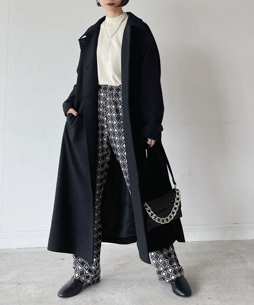 PAGEBOY（ページボーイ）の「スタンドネックウールチェスターコート（ジャケット/アウター・レディース・オフホワイト05/ブラック09/チェック柄10・S/M）」の14枚目の写真