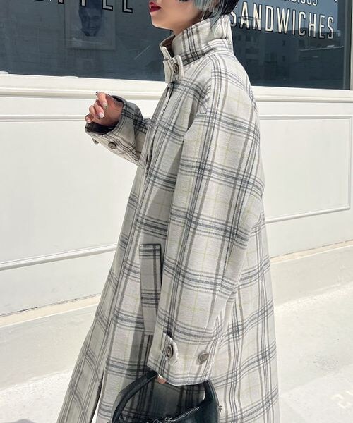 PAGEBOY（ページボーイ）の「スタンドネックウールチェスターコート（ジャケット/アウター・レディース・オフホワイト05/ブラック09/チェック柄10・S/M）」の21枚目の写真