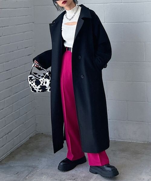 PAGEBOY（ページボーイ）の「スタンドネックウールチェスターコート（ジャケット/アウター・レディース・オフホワイト05/ブラック09/チェック柄10・S/M）」の18枚目の写真