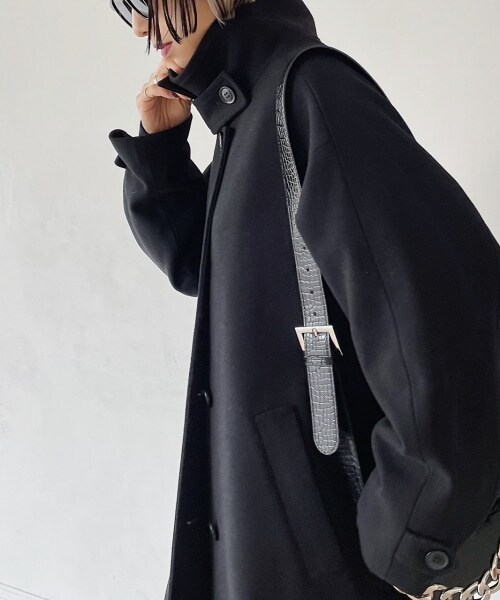 PAGEBOY（ページボーイ）の「スタンドネックウールチェスターコート（ジャケット/アウター・レディース・オフホワイト05/ブラック09/チェック柄10・S/M）」の12枚目の写真