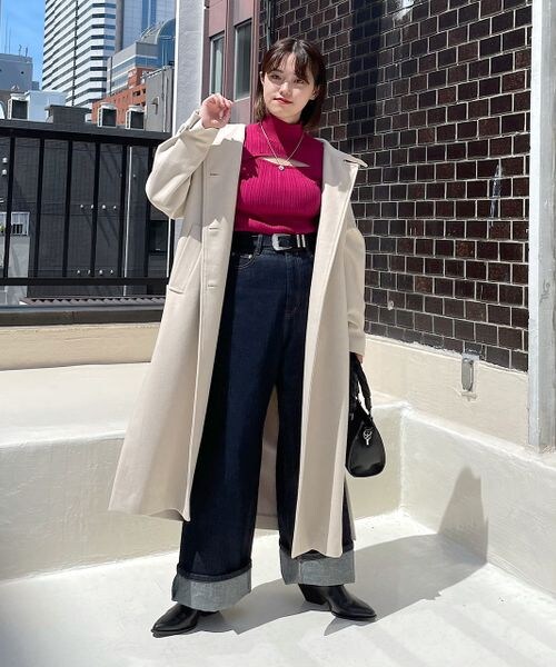 PAGEBOY（ページボーイ）の「スタンドネックウールチェスターコート（ジャケット/アウター・レディース・オフホワイト05/ブラック09/チェック柄10・S/M）」の8枚目の写真