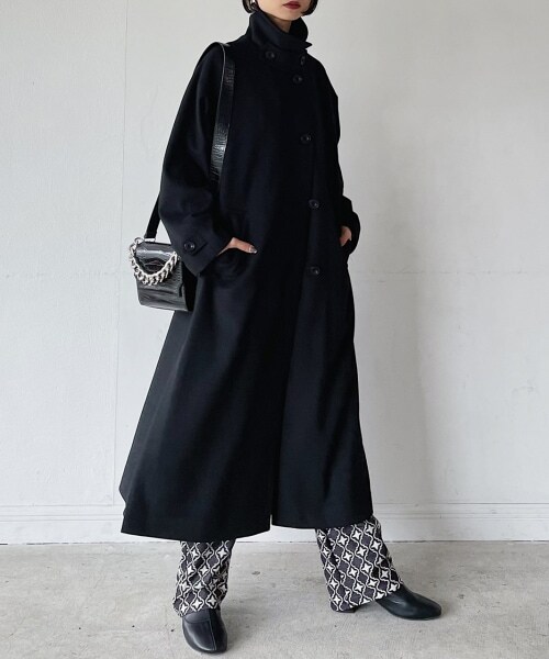 PAGEBOY（ページボーイ）の「スタンドネックウールチェスターコート（ジャケット/アウター・レディース・オフホワイト05/ブラック09/チェック柄10・S/M）」の10枚目の写真