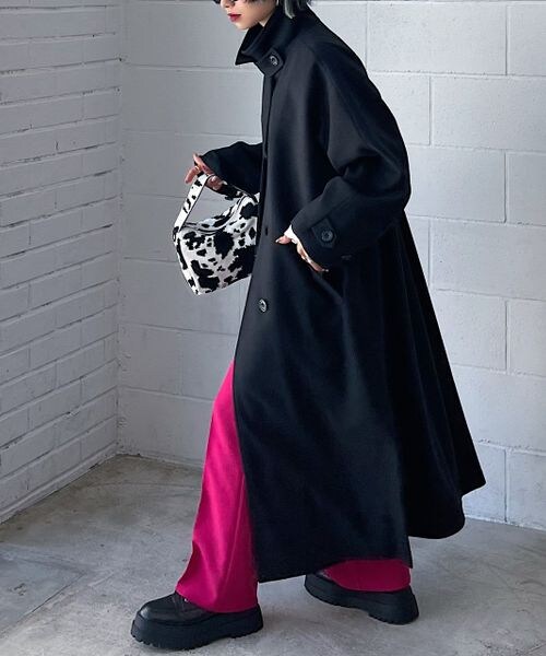 PAGEBOY（ページボーイ）の「スタンドネックウールチェスターコート（ジャケット/アウター・レディース・オフホワイト05/ブラック09/チェック柄10・S/M）」の15枚目の写真