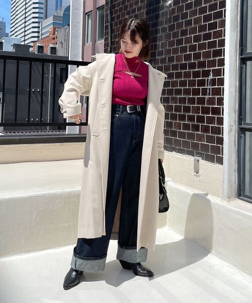 PAGEBOY（ページボーイ）の「スタンドネックウールチェスターコート（ジャケット/アウター・レディース・オフホワイト05/ブラック09/チェック柄10・S/M）」の9枚目の写真