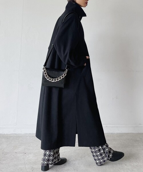 PAGEBOY（ページボーイ）の「スタンドネックウールチェスターコート（ジャケット/アウター・レディース・オフホワイト05/ブラック09/チェック柄10・S/M）」の11枚目の写真