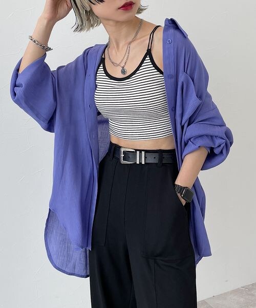 PAGEBOY（ページボーイ）の「ショートカップ付きキャミ（トップス・レディース・ボーダー01/オフホワイト05/ブラック09/オレンジ45・F）」の5枚目の写真