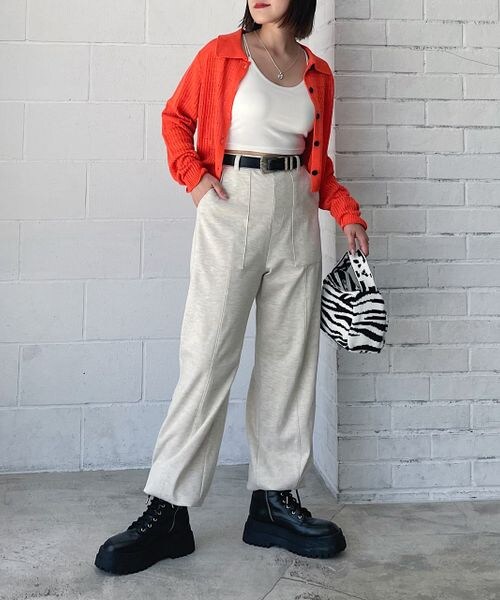 PAGEBOY（ページボーイ）の「ショートカップ付きキャミ（トップス・レディース・ボーダー01/オフホワイト05/ブラック09/オレンジ45・F）」の8枚目の写真