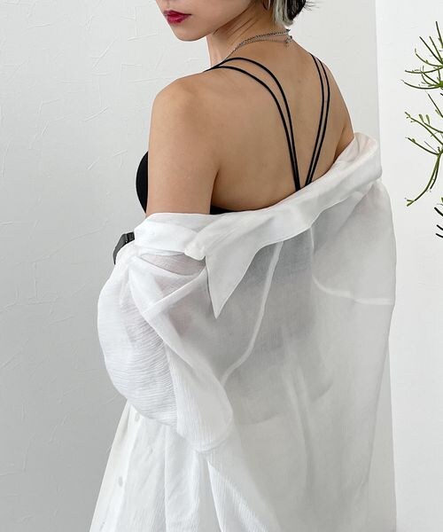 PAGEBOY（ページボーイ）の「ショートカップ付きキャミ（トップス・レディース・ボーダー01/オフホワイト05/ブラック09/オレンジ45・F）」の9枚目の写真