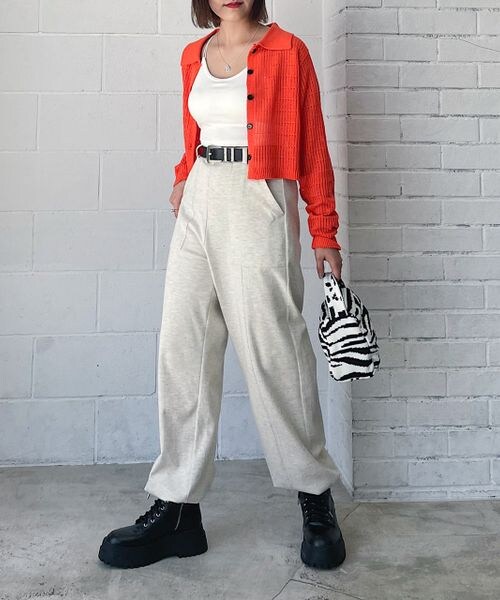 PAGEBOY（ページボーイ）の「ショートカップ付きキャミ（トップス・レディース・ボーダー01/オフホワイト05/ブラック09/オレンジ45・F）」の7枚目の写真