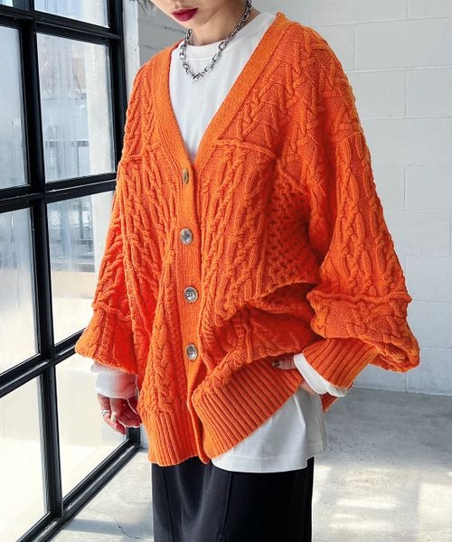 PAGEBOY（ページボーイ）の「ケーブルルーズカーディガン（トップス・レディース・オフホワイト05/ブラック09/グレージュ12/オレンジ45・F）」の19枚目の写真