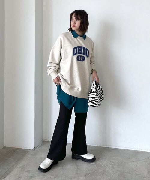 PAGEBOY（ページボーイ）の「カレッジスウェットプルオーバー（トップス・レディース・オフホワイト05/ブラック09/オートミール50・F）」の12枚目の写真