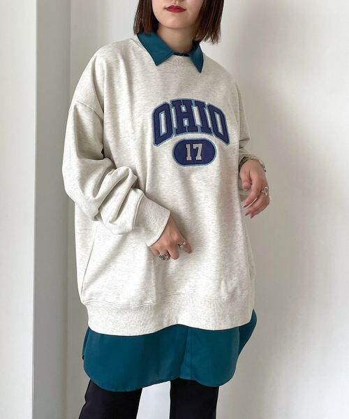 PAGEBOY（ページボーイ）の「カレッジスウェットプルオーバー（トップス・レディース・オフホワイト05/ブラック09/オートミール50・F）」の9枚目の写真