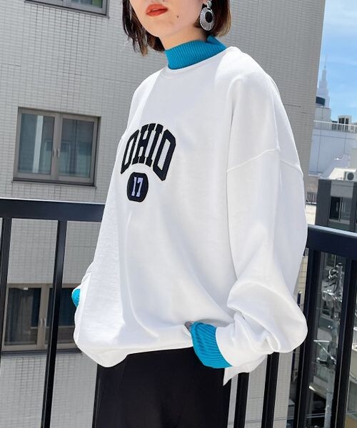 PAGEBOY（ページボーイ）の「カレッジスウェットプルオーバー（トップス・レディース・オフホワイト05/ブラック09/オートミール50・F）」の5枚目の写真