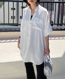 PAGEBOY | スナップサテンチュニックシャツ(トップス)