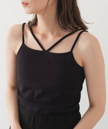 Kastane | カップ付ストレッチコットン紐キャミ(タンクトップ)