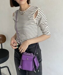 CAPRICIEUX LE'MAGE | 肩スリットボーダーＴシャツ(Tシャツ/カットソー)