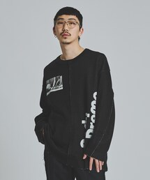 ALMOSTBLACK | WOVEN CUT OFF CREW NECK JAGUARD KNIT(ニット/セーター)