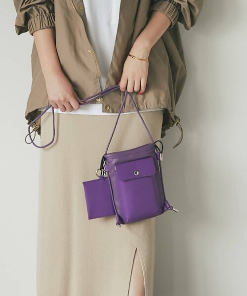 un dix cors(アンディコール)の「《予約》【cachecache/カシュカシュ】スマホミニショルダー(ショルダーバッグ・レディース・パープル/ブラック・F)」の1枚目の写真
