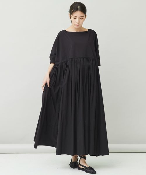 カレンソロジー ワイドギャザーワンピース ブラック38 Curensology（カレンソロジー）の「ワイドギャザーワンピース（）」 - WEAR