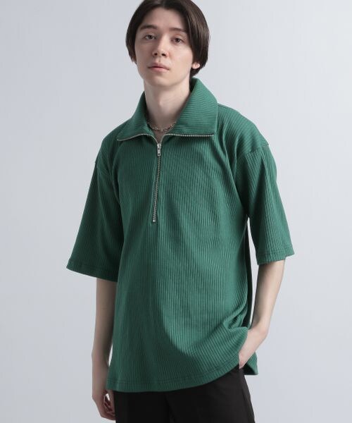 HARE(ハレ)の「ハーフジップカットソー(トップス・メンズ・ブラック09/グリーン76・S/M)」の5枚目の写真