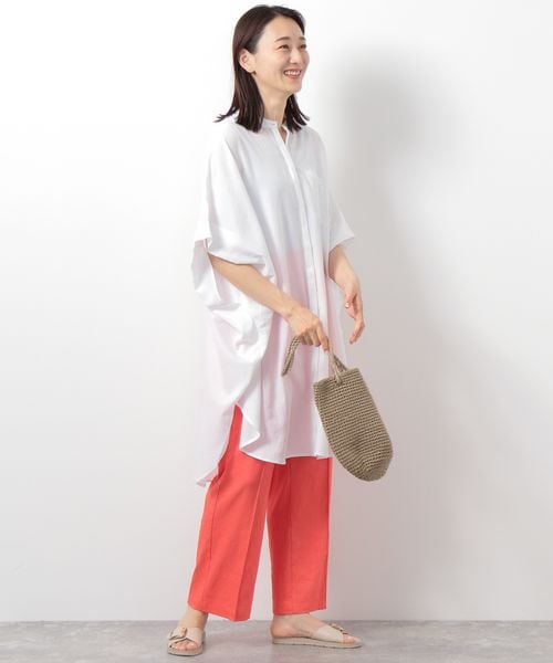 LEPSIM(レプシィム)の「BIGポンチョシャツチュニック(トップス・レディース・オフホワイト05/ブラック09/ピンク21/グリーン75・FREE SIZE)」の11枚目の写真