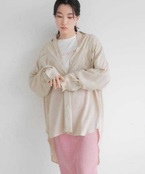 LOWRYS FARM（ローリーズファーム）の「エコレーヨンリネンロングシャツ（トップス・レディース・ブラック09/ピンク25/ベージュ51/グリーン72/グリーン75/パープル95・F）」の18枚目の写真