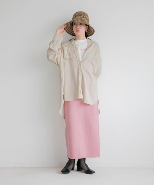 LOWRYS FARM（ローリーズファーム）の「エコレーヨンリネンロングシャツ（トップス・レディース・ブラック09/ピンク25/ベージュ51/グリーン72/グリーン75/パープル95・F）」の15枚目の写真