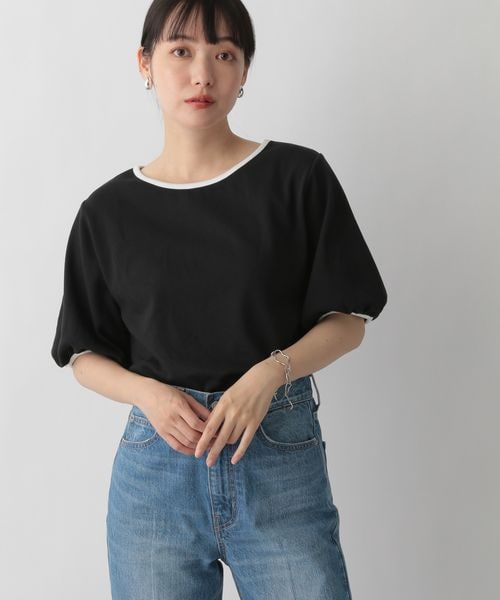 LOWRYS FARM(ローリーズファーム)の「パフTシャツカットソー(トップス・レディース・ブルべ ブラック09/ブルべ チャコールグレー10/イエベ ベージュ50・F)」の1枚目の写真