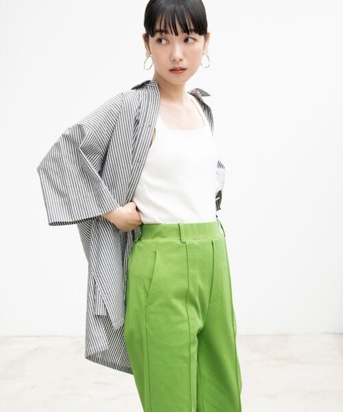 LOWRYS FARM（ローリーズファーム）の「ストライプオーバーシャツ（トップス・レディース・ブラック09/オレンジ45/グリーン75/ブルー85・F）」の7枚目の写真