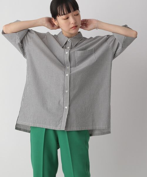 LOWRYS FARM（ローリーズファーム）の「ストライプオーバーシャツ（トップス・レディース・ブラック09/オレンジ45/グリーン75/ブルー85・F）」の14枚目の写真