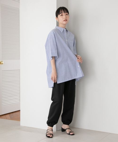 LOWRYS FARM（ローリーズファーム）の「ストライプオーバーシャツ（トップス・レディース・ブラック09/オレンジ45/グリーン75/ブルー85・F）」の12枚目の写真