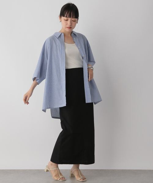 LOWRYS FARM（ローリーズファーム）の「ストライプオーバーシャツ（トップス・レディース・ブラック09/オレンジ45/グリーン75/ブルー85・F）」の19枚目の写真