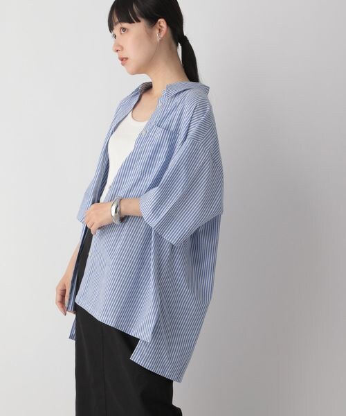 LOWRYS FARM（ローリーズファーム）の「ストライプオーバーシャツ（トップス・レディース・ブラック09/オレンジ45/グリーン75/ブルー85・F）」の20枚目の写真