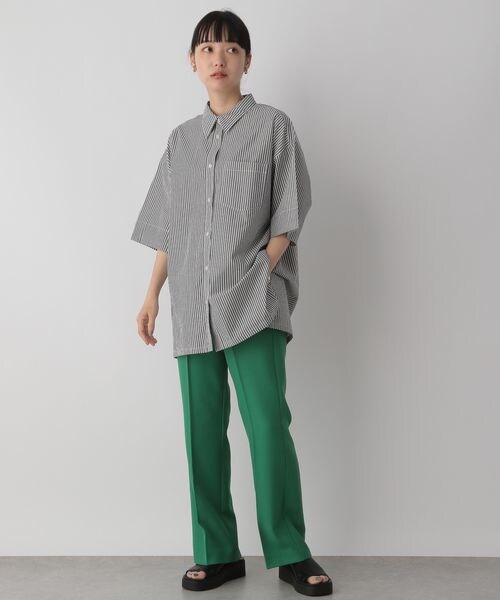 LOWRYS FARM（ローリーズファーム）の「ストライプオーバーシャツ（トップス・レディース・ブラック09/オレンジ45/グリーン75/ブルー85・F）」の13枚目の写真