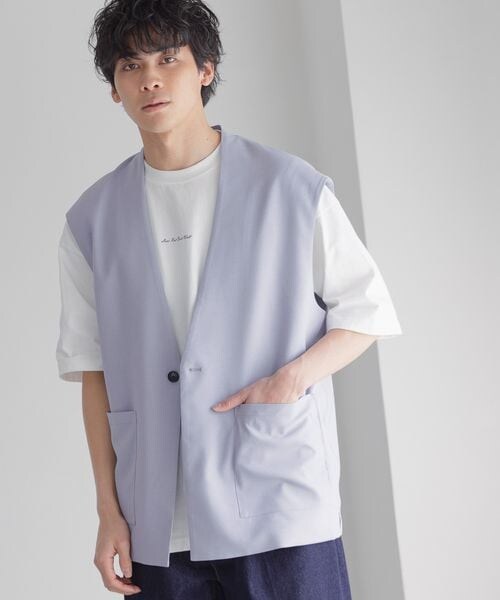 LOWRYS FARM（ローリーズファーム）の「ノーカラーベスト（トップス・メンズ・ブラック09/サックスブルー82/ブルー86・M/L）」の10枚目の写真