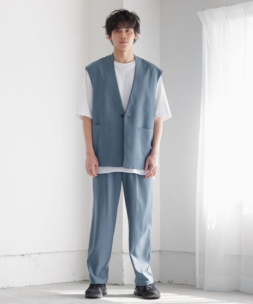 LOWRYS FARM（ローリーズファーム）の「ノーカラーベスト（トップス・メンズ・ブラック09/サックスブルー82/ブルー86・M/L）」の12枚目の写真