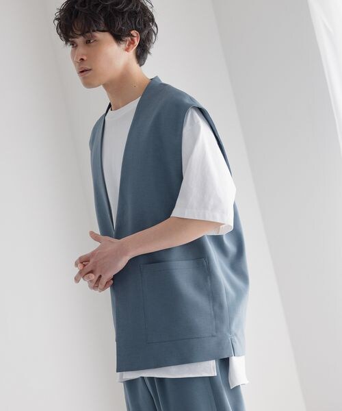 LOWRYS FARM（ローリーズファーム）の「ノーカラーベスト（トップス・メンズ・ブラック09/サックスブルー82/ブルー86・M/L）」の13枚目の写真