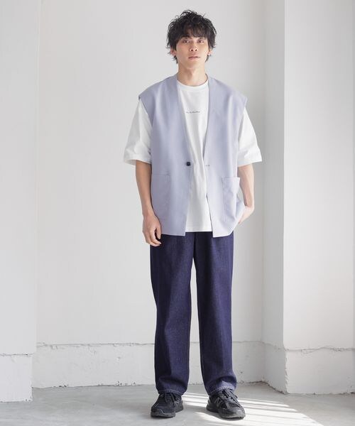 LOWRYS FARM（ローリーズファーム）の「ノーカラーベスト（トップス・メンズ・ブラック09/サックスブルー82/ブルー86・M/L）」の7枚目の写真