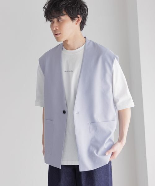 LOWRYS FARM（ローリーズファーム）の「ノーカラーベスト（トップス・メンズ・ブラック09/サックスブルー82/ブルー86・M/L）」の9枚目の写真